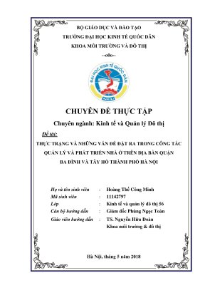 Chuyên đề thực tập thực trạng và những vấn đề đặt ra trong công tác quản lý và phát triển nhà ở trên địa bàn quận ba đình và tây hồ thành phố hà nội