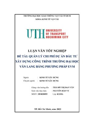 Luận văn quản lý chi phí dự án đầu tư xây dựng công trình trường đại học văn lang bằng phương pháp evm