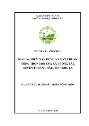 Luận văn kinh nghiệm xây dựng và đạt chuẩn nông thôn mới của xã phổng lái huyện thuận châu tỉnh sơn la