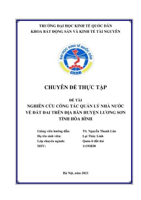 Chuyên đề thực tập nghiên cứu công tác quản lý quản lý nhà nước về đất đai trên huyện lương sơn tỉnh hòa bình