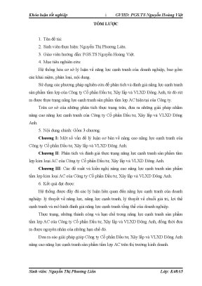 Luận văn nâng cao năng lực cạnh tranh của công ty cổ phần đầu tƣ xây lắp và vlxd đông anh
